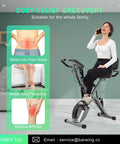No Hassle Foldable Spin Bike For Home Gym Shredding Featuring Whisper Silent Magnetic Resistance and Plush Backrest in living room setting.