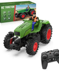 Remote Control Tractor Toy for Kids 3 to 5, with box showing RC Tractor With Lights and Farmer, remote, detailed 1 to 24 scale model
