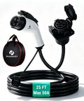 Hella Reliable Heavy Duty EV Charger Extension Cable 17 Foot 50 Amp J1772 Cord For AC Home Charging with sleek plug