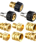 Beefy Nine Piece Stainless Steel Quick Disconnect Adapter Kit for Pressure Washers M22 14 Swivel