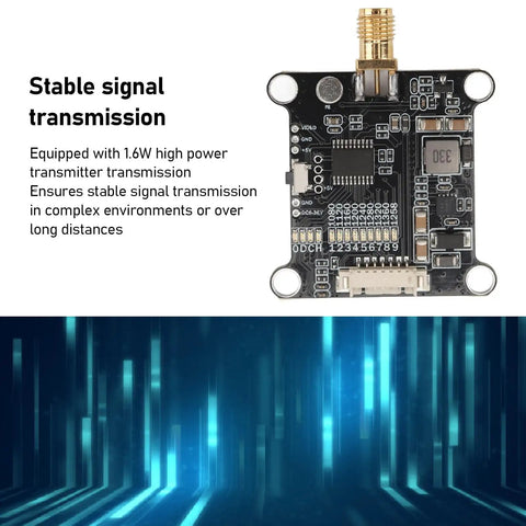 1.2G VTX Video Transmitter Module With 1.6W Output for rock solid FPV drone racing, low latency, compact, and lightweight design