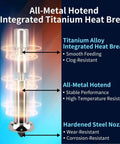 Two Pack High Temp Hotend Kit For 3 Max 3D Printers with titanium alloy heat break and hardened steel nozzle details