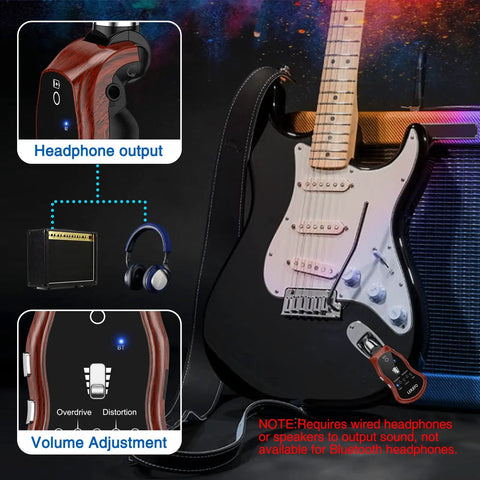 Silent Practice Headphone Amp for Electric Guitar and Bass with Rechargeable Battery, 5 Effects Including Clean and Wah