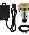 Garbage Disposal Sink Top Air Switch Kit With Champagne Gold Brass Button Stainless Steel Button Option Durable Finish