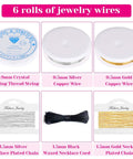 6 rolls of jewelry wires in All In One 1857 Pcs Jewelry Making Kit For Adults With Pliers Wires Chains Earring Hooks