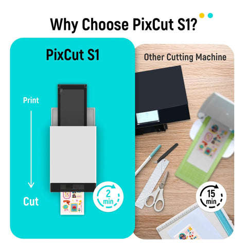 Comparison between PixCut S1 All In One Color Sticker Printer And Cutter For DIY Crafters And Custom Labels And Gifts and another machine