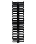 Front view of WMPV45E Vertical Cable Management Panel Black Rack Ready for Racks, 24 Cable Cat6 Capacity, with end finger retainers.