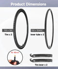 All In One Bike Tire And Inner Tube Kit Includes 2 Tires 700x38c And 2 Tubes 700x35/43c With 48mm Schrader Valves Plus 2 Tire Levers