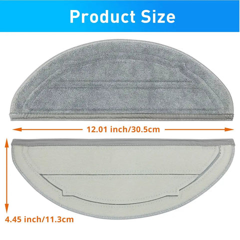 4 Pack Replacement Mop Pads For Roborock Q10 S5 S5 Plus Q10 X5 X5 Plus Robotic Vacuum Cleaner showing size dimensions