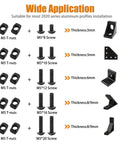 Image showing M5 T Nuts And Bolts Assortment Kit For 2020 Aluminum Extrusion with screws and brackets, thickness details visible.
