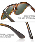 Retro Sunglasses For Men With Polarized UV400 Protection Handcrafted Acetate 60s Style Square Cool Sun Glasses side view