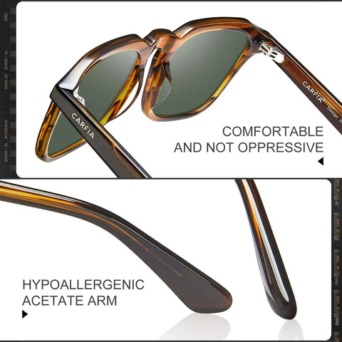Retro Sunglasses For Men With Polarized UV400 Protection Handcrafted Acetate 60s Style Square Cool Sun Glasses side view