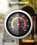 Large Dial Grill Thermometer Two And Three Eighths Inch 50 to 800 Fahrenheit Outdoor Grill Smoker And Oven Temperature Gauge fogging demo