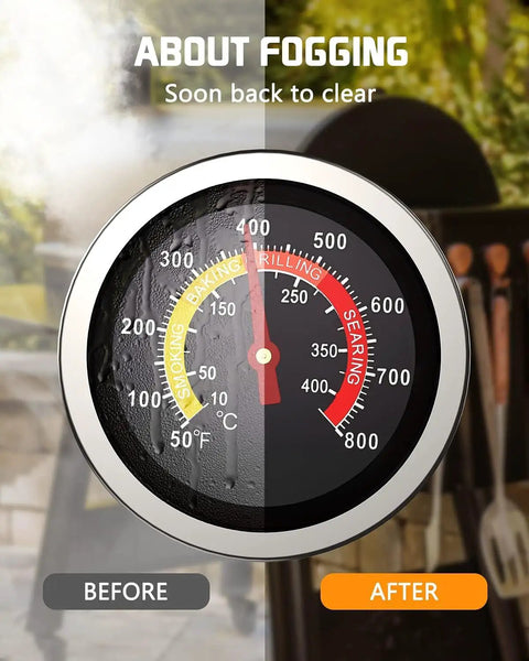 Large Dial Grill Thermometer Two And Three Eighths Inch 50 to 800 Fahrenheit Outdoor Grill Smoker And Oven Temperature Gauge fogging demo