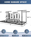 3x6 Ft Overhead Garage Storage Rack With Adjustable 26 To 40 Inch Height Heavy Duty Metal Ceiling Organizer 450 Lb Weight Capacity Easy One Person Install Durable Rack System For Sky High Storage illustration