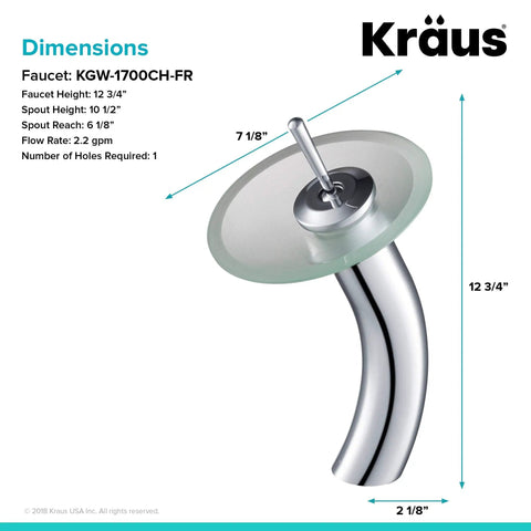 Tall Waterfall Vessel Sink Faucet With Frosted Glass Disk In Chrome Finish A Modern Bathroom Centerpiece That Pops Your Decor