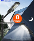 Dual view of Solar Street Light With Motion Sensor And Dusk To Dawn, 6500K Daylight White, showing day and night operation