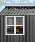 10 Ft By 8 Ft Metal Outdoor Storage Shed With Windows And Lockable Doors Sloped Roof Waterproof Rain Or Shine Ready No Fuss