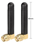 Mini Dual Band WiFi Antenna 2.4GHz 5GHz 5.8GHz MIMO RP-SMA Male Right Angle 2 Pack, black with gold connectors, 48mm