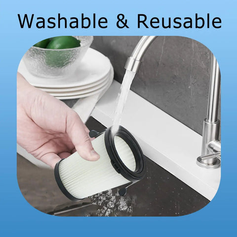 4 Pack HEPA Vacuum Filters For Milwaukee M12 0850-20 Cordless Vacuum Replacement filter being washed in sink