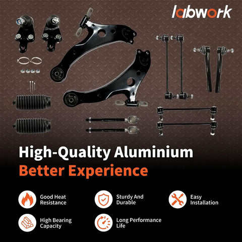 Front Suspension Beefed Up 14 Piece Control Arm Replacement Kit For Toyota Camry 2007 2011 Durable Metal Coated For Long Life And A Smooth Safe Ride With Tight Handling, 14-piece black metal kit