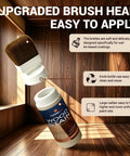 Upgraded brush and bottle of All In One Water Based Walnut Wood Stain And Sealer With Attached Brush Goes On Super Easy No Primer Needed.