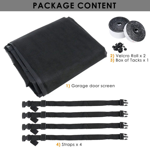 Two Car Garage Magnetic Screen Door 16 By 7 Feet No Hassle Hands Free Magnetic Closure Breathable Fiberglass Mesh Package Contents