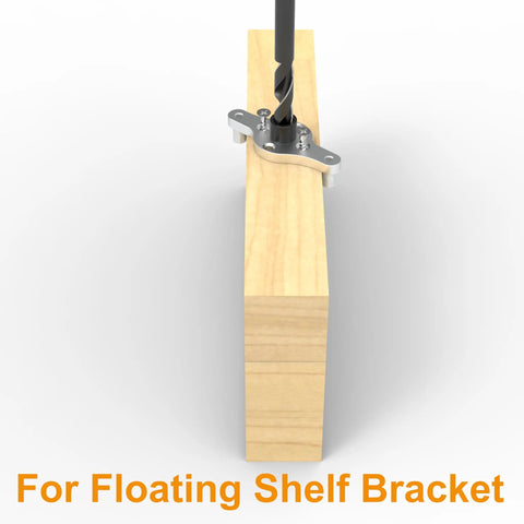 Precision Dowel Jig Kit For Floating Shelves Includes Half Inch Drill Bit dead nuts centered guide aligning drill bit on wood plank.