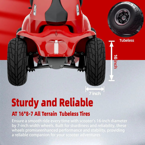 Badass Two In One Electric Golf Cart And Adult Mobility Scooter Built Ridin Different With Serious 1000 Watt Motor Smooth Sixty Volt Battery showing 16-inch tubeless all-terrain tires.