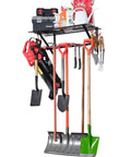 Wall Mounted Ski Rack With Dope Overhead Storage Shelf, Heavy Duty Steel Gear Organizer For Garage Or Shed, customizable spacing