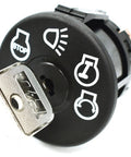 Beefed Up Starter Ignition Switch for 7 Terminal Type with headlight position, showing control symbols and metal key insertion