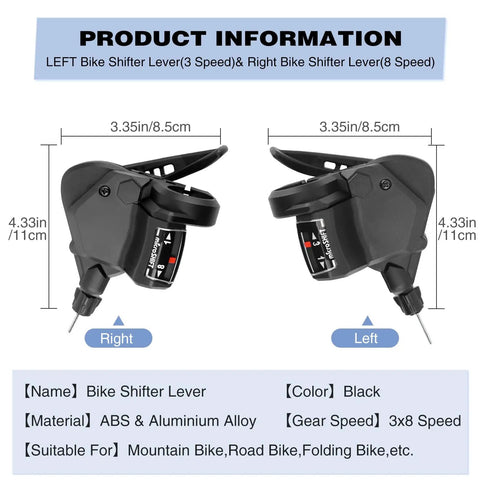 Pair 3x8 9 10 Speed Bike Shifters Left And Right Thumb Gear Shifters For Mountain Road MTB BMX And Fixie Cycling With Ergonomic Levers