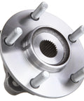 Front view of front wheel hub and bearing assembly replacement 2 pack for Mitsubishi Lancer and 3000GT 5 lug front hubs without ABS