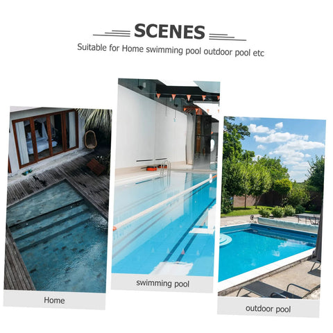 Parliky pool float hanger hook 1-set for pool accessories; collage showing home pool, indoor, and outdoor pool scenes