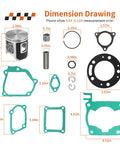 Dimension drawing of 54mm Size B Piston Top End Rubuild Kit For Honda CR125R 1992-1999 Rebuild Set Including 13110-KZ4-505