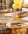 Step-by-step use of Beeswax Wood Seasoning Set Three Pack Natural Furniture Polish For Wood Revives Dull Surfaces Deepens Grain And Gives That Boss Shine On Furniture Cabinets And Hardwood Floors Complete Wood Care
