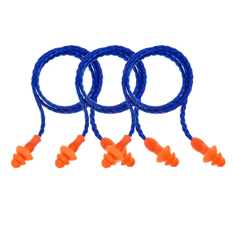 Corded Sleep Ear Plugs Set With Flexible Cord, 20 Pairs Reusable Silicone Ear Plugs For Noise Blocking And Peaceful Zzzs, Ultra Soft, Blue, Orange