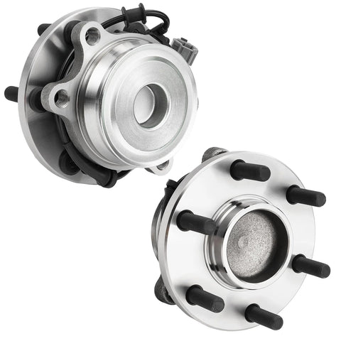 Front Wheel Bearing Hub Assembly Fits Nissan Frontier 2005 2019, Pathfinder 2005 2012, Xterra 2005 2015, Suzuki Equator 2009 2012, Front Hub 6 Lugs, Non ABS, 2 Piece, Part 515064, showing front and rear views