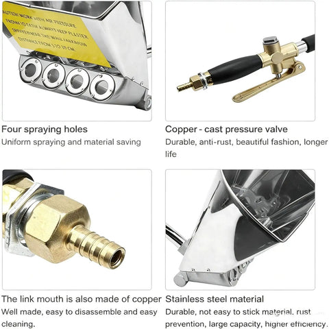 Badass Pneumatic Mortar Sprayer With Four Jet Nozzles showing four sprayer holes and durable copper pressure valve for heavy duty use.