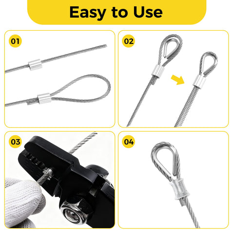 1/8 Inch Stainless Steel Wire Rope Kit 120 Ft With Turnbuckles Thimbles Sleeves Crimping Loops