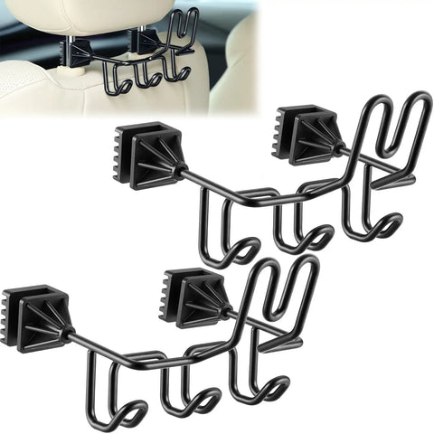 Hard Hat Holder And Gear Organizer For Truck And Car With 3 Sturdy Hooks For Safety Helmets, Caps, Jackets, Tool Bags, Durable Black Seat Accessory, Patent Pending, 2 Pack Great For Men And Women.