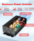 Dead Simple 3000 Watt Power Inverter With 6000 Peak Surge, 12 Dc To 110 V AC Converter, LCD Display, Dual USB Charging, Modified Sine Wave, Built Solid For Camper Van Adventures Ready When You Are, showing internal components.