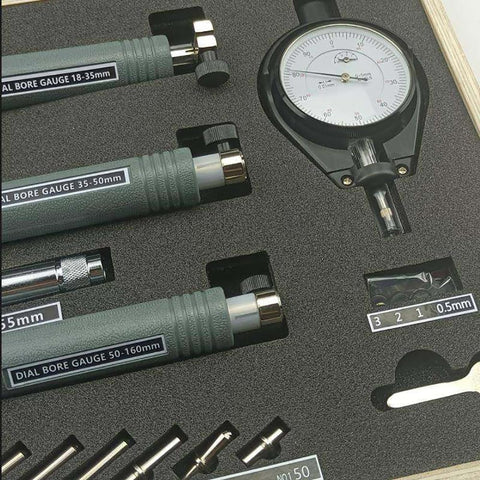 Inside Micrometer Bore Gauge Set 18-160mm Pro Grade Dial Indicator For Cylinder Bore Measurement, foam set with tools