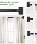 Wrap Around Blackout Curtain Rods 28 To 48 Inch Adjustable Window Rod Heavy Duty Curved French Metal Drapery Bar Matte Black.