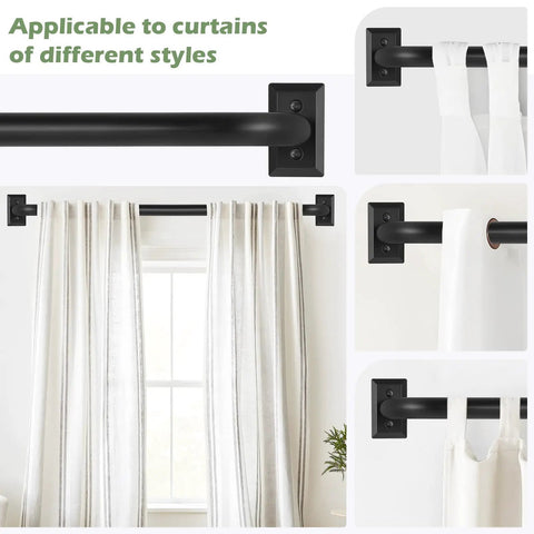 Wrap Around Blackout Curtain Rods 28 To 48 Inch Adjustable Window Rod Heavy Duty Curved French Metal Drapery Bar Matte Black.