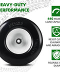 2-Pack 13x6.50-6 Flat Free Tire And Wheel For Riding Lawn Mowers Universal 13x6.5-6 Solid Rubber Tire with side view