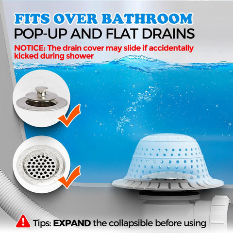 Hassle Free Shower Drain Hair Catcher For Tub And Sink Using Heavy Duty Mesh Strainer Design fitting over flat bathroom drain.