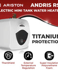 Ariston Andris RS 2.5 Gallon 120 Volt Mini Tank Water Heater For Under Sink And RV Use with Titanium Protection