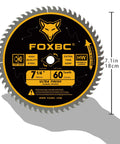 Premium 7 1 4 Inch Circular Saw Blade With Sixty Teeth ATB Design visible, showcasing specifications and high-quality material for wood cutting.