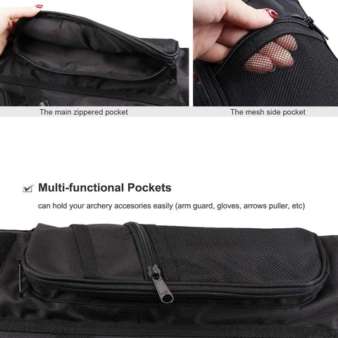 Three Tube Hip Quiver Waist Pack For Archery With Adjustable Belt Arrow Carrier With Pockets Black Oxford Fabric easy access pockets